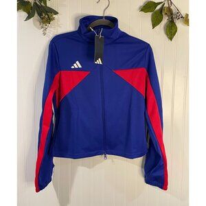 Adidas Blue & Red Full-Zip Track Jacket Medium 100% Recycled Polyester White Acc